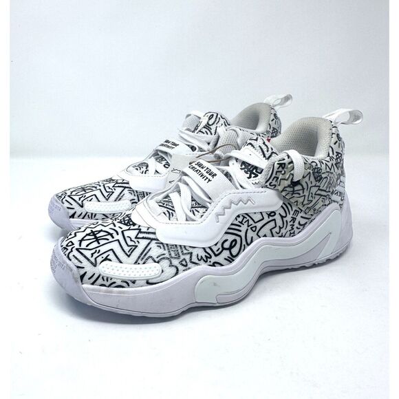 Adidas women 7 D.O.N. Issue 3 J Basketball Sneaker White Black GY2829 - Picture 3 of 7